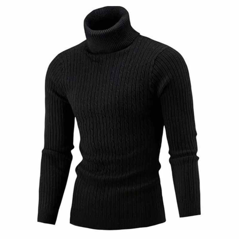 Winter Men's Turtleneck Sweaters Thick Warm High Neck Sweater Mens Sweaters Solid Color Slims Pullover Men Knitwear Male Sweater