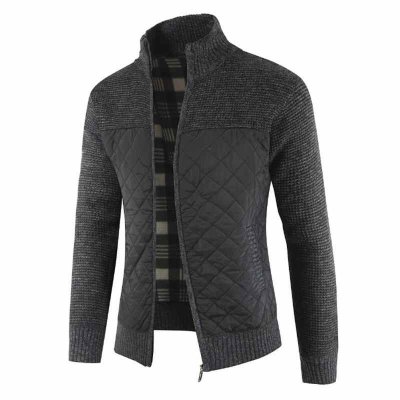 Casual Men Autumn Zip Thick Knitted Sweater Pockets Warm Slim Cardigan Coat