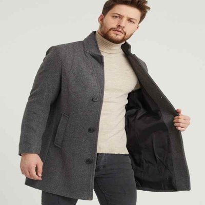 Men's Fashion Jackets Slim Fit Coat Business Long Winter Windproof Outwears Black Hot Sale High Sheer Neckline Casual