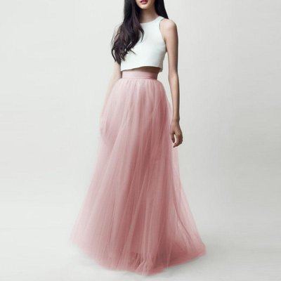 Modest Long Tulle Skirts For Pretty Lady Floor Length Tutu Skirt 2016 Zipper Style High End Women Maxi Skirt Coral Light Green